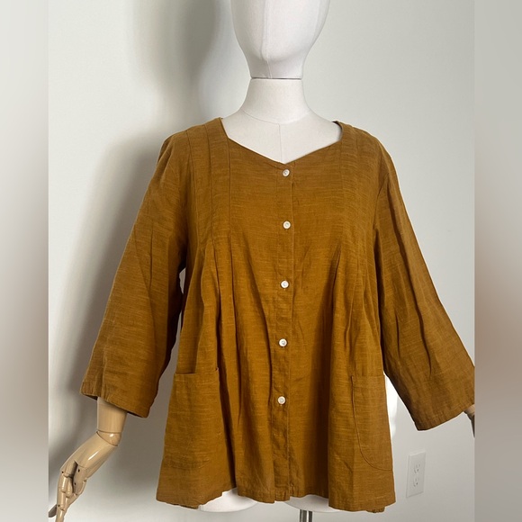 Gudrun Sjoden Linen Button Up Tunic Top Size M - Picture 1 of 6
